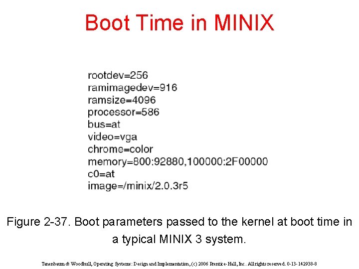 Boot Time in MINIX Figure 2 -37. Boot parameters passed to the kernel at