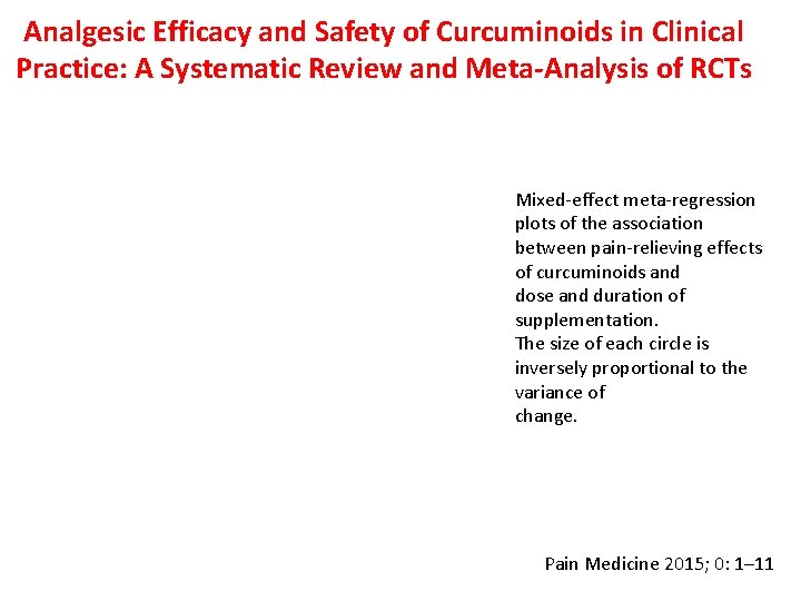 Analgesic Efficacy and Safety of Curcuminoids in Clinical Practice: A Systematic Review and Meta-Analysis