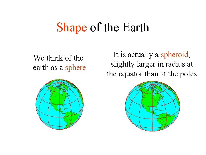 Shape of the Earth We think of the earth as a sphere It is Shape of the Earth We think of the earth as a sphere It is