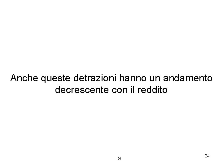 Anche queste detrazioni hanno un andamento decrescente con il reddito 24 24 