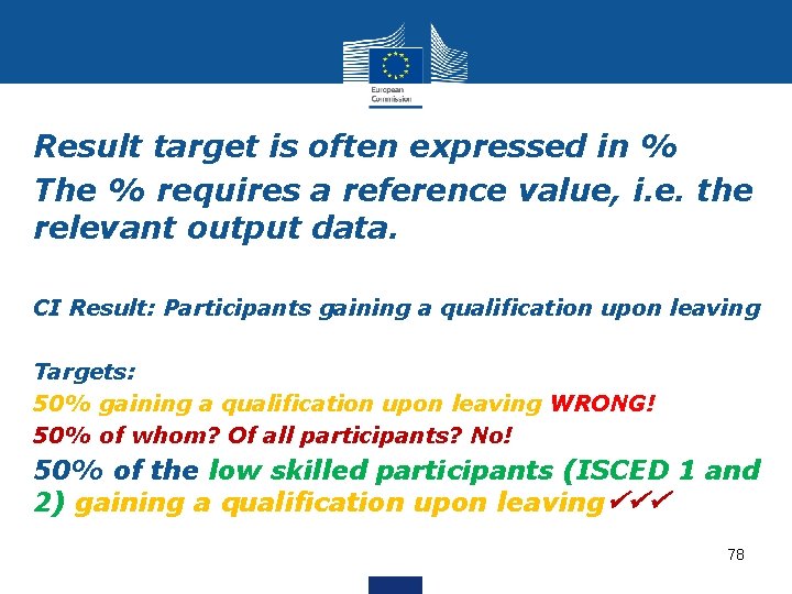 Result target is often expressed in % The % requires a reference value, i.