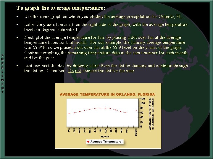 To graph the average temperature: • Use the same graph on which you plotted