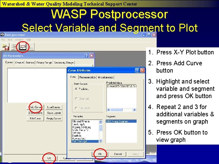 Watershed & Water Quality Modeling Technical Support Center WASP Postprocessor Select Variable and Segment