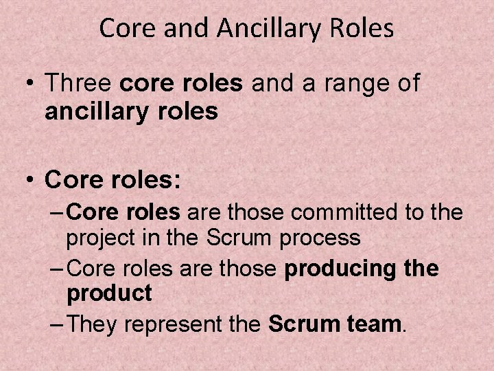 Core and Ancillary Roles • Three core roles and a range of ancillary roles