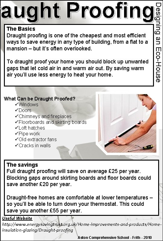 The Basics Draught proofing is one of the cheapest and most efficient ways to