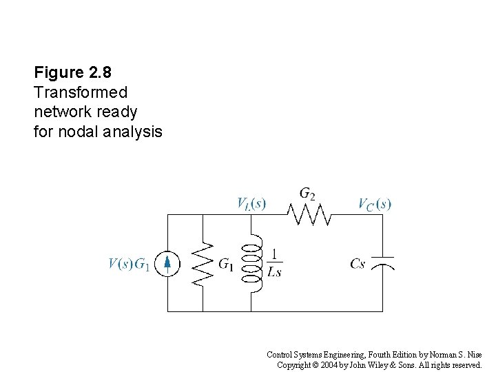 Figure 2. 8 Transformed network ready for nodal analysis Control Systems Engineering, Fourth Edition