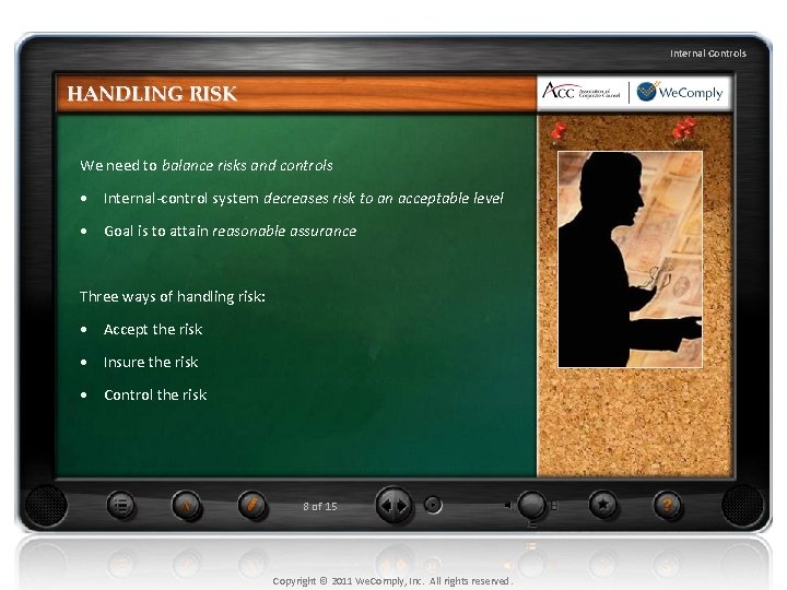Internal Controls HANDLING RISK We need to balance risks and controls • Internal-control system