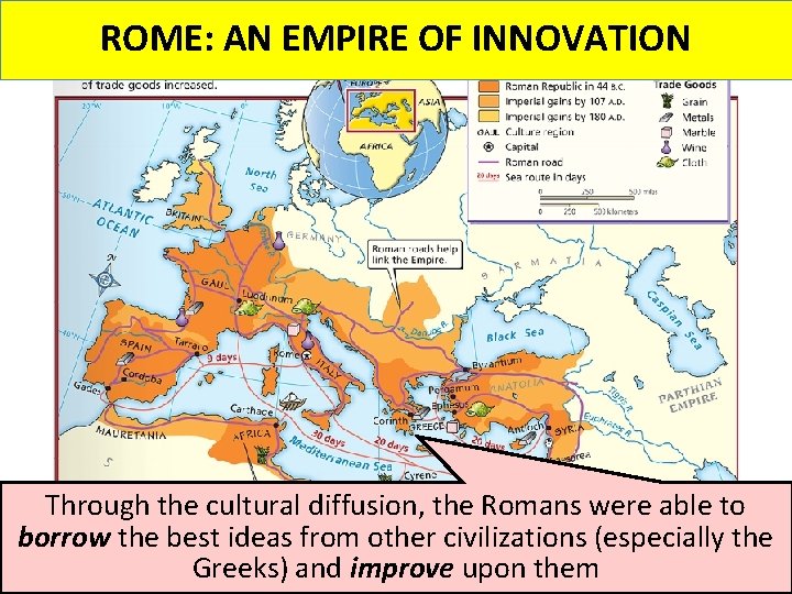 ROME: AN EMPIRE OF INNOVATION Through the cultural diffusion, the Romans were able to