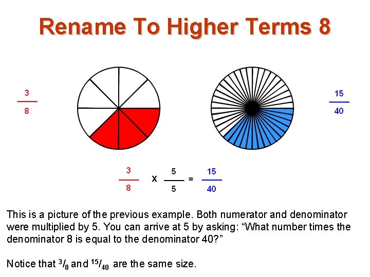 Rename To Higher Terms 8 This is a picture of the previous example. Both