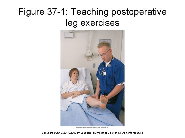 Figure 37 -1: Teaching postoperative leg exercises Copyright © 2018, 2014, 2009 by Saunders,