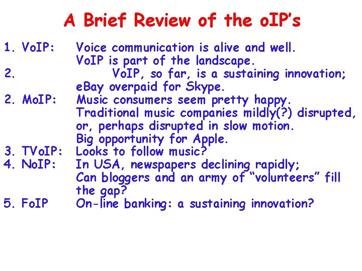 A Brief Review of the o. IP’s 1. Vo. IP: 2. 2. Mo. IP: