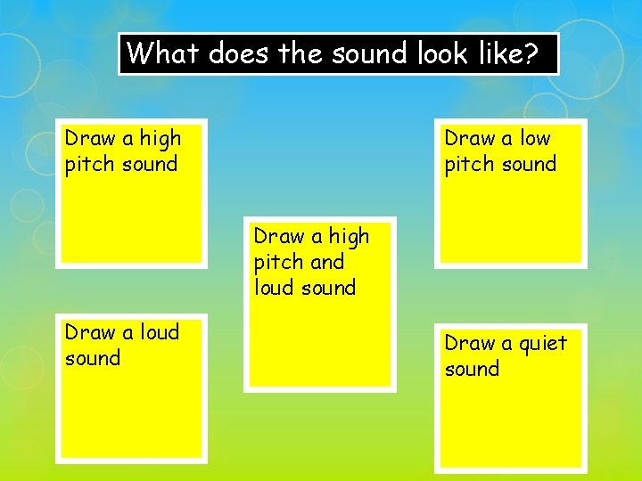 What does the sound look like? Draw a high pitch sound Draw a low