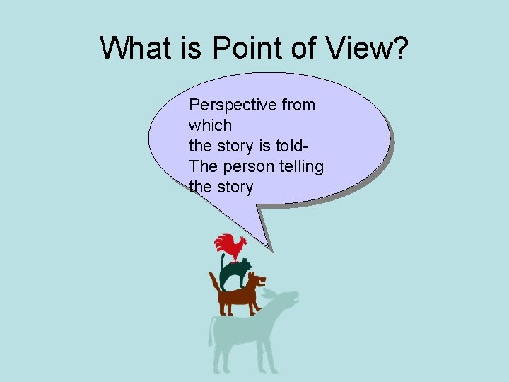 What is Point of View? Perspective from which the story is told. The person What is Point of View? Perspective from which the story is told. The person