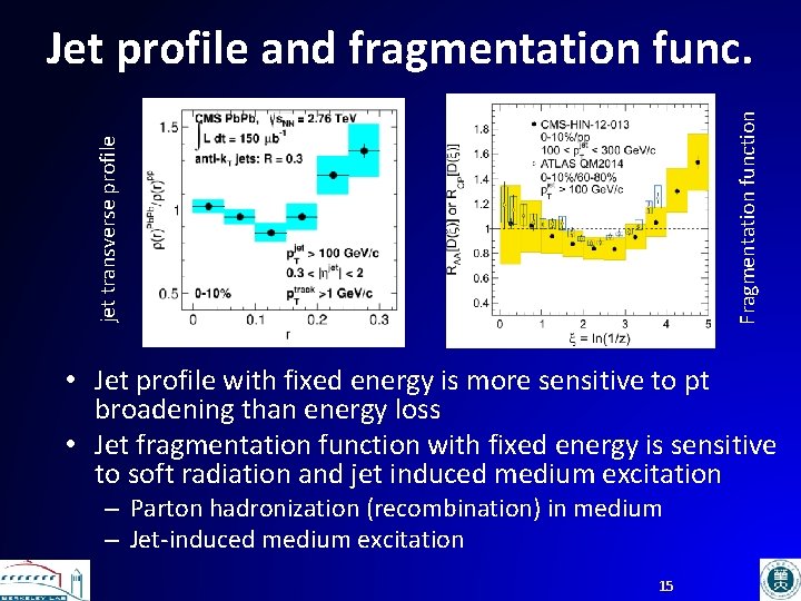 jet transverse profile Fragmentation function Jet profile and fragmentation func. • Jet profile with