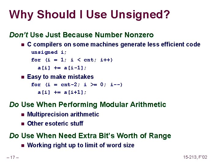 Why Should I Use Unsigned? Don’t Use Just Because Number Nonzero n C compilers