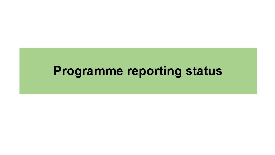 Programme reporting status 