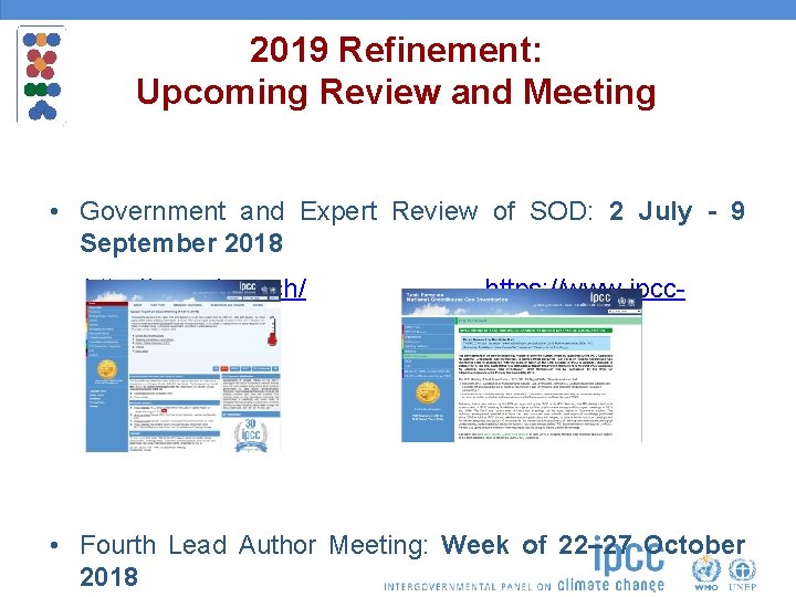 2019 Refinement: Upcoming Review and Meeting • Government and Expert Review of SOD: 2