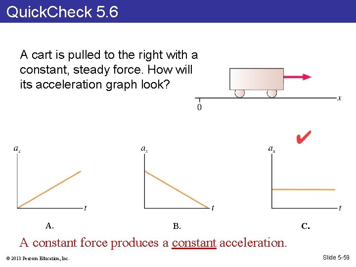Quick. Check 5. 6 A cart is pulled to the right with a constant,