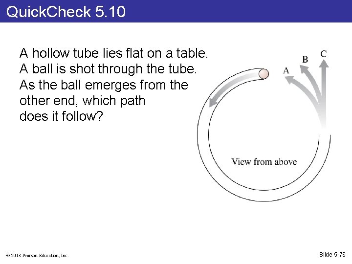 Quick. Check 5. 10 A hollow tube lies flat on a table. A ball