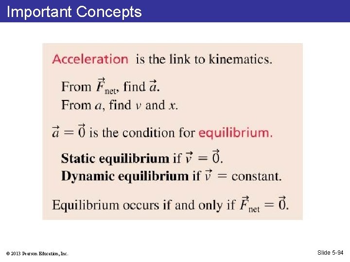 Important Concepts © 2013 Pearson Education, Inc. Slide 5 -94 