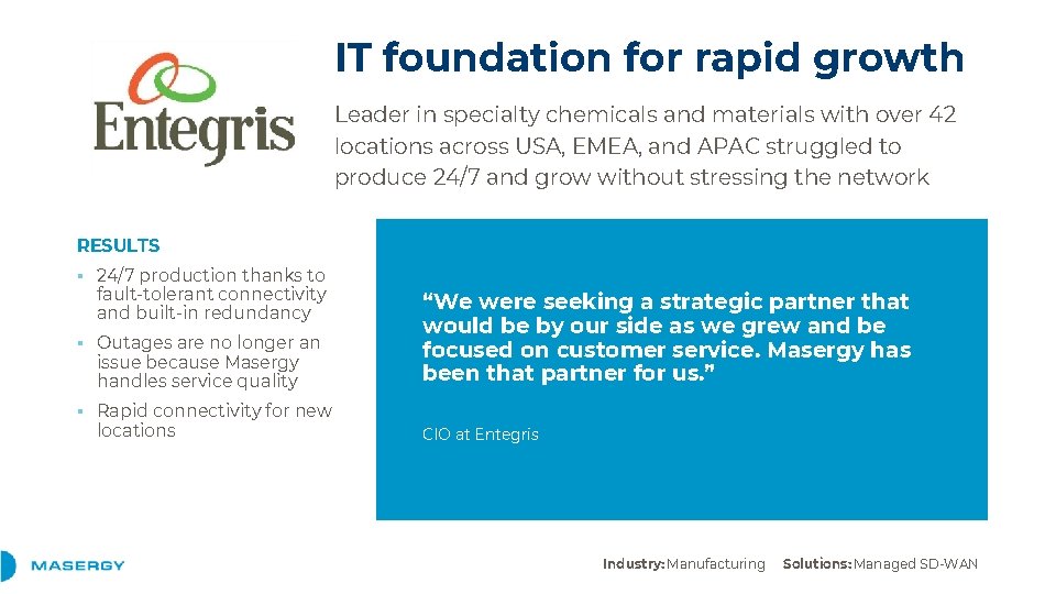 IT foundation for rapid growth Leader in specialty chemicals and materials with over 42
