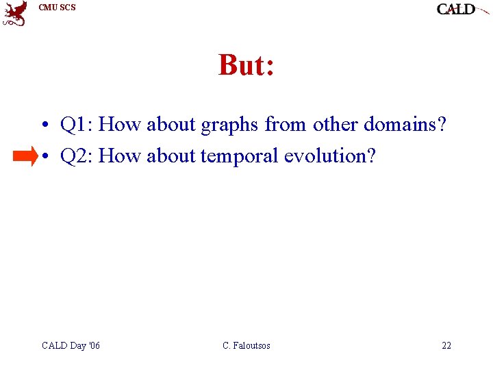 CMU SCS But: • Q 1: How about graphs from other domains? • Q CMU SCS But: • Q 1: How about graphs from other domains? • Q