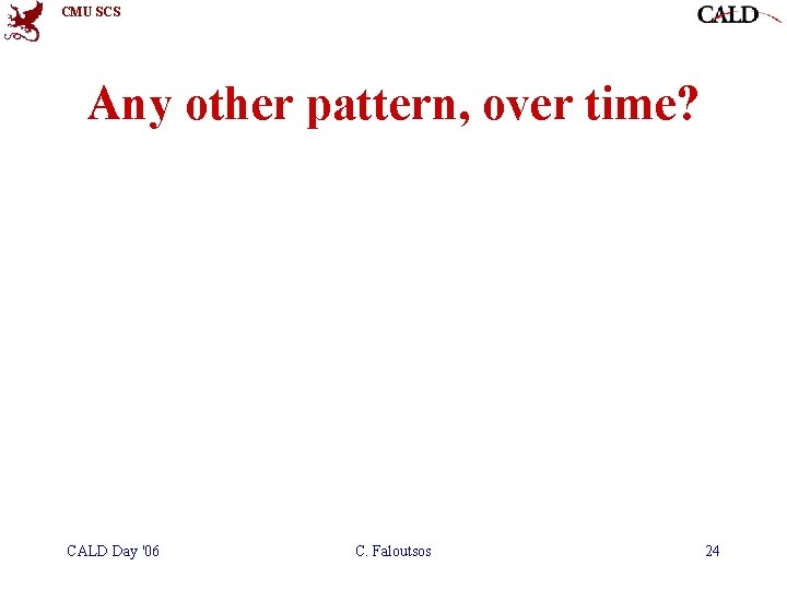 CMU SCS Any other pattern, over time? CALD Day '06 C. Faloutsos 24 CMU SCS Any other pattern, over time? CALD Day '06 C. Faloutsos 24