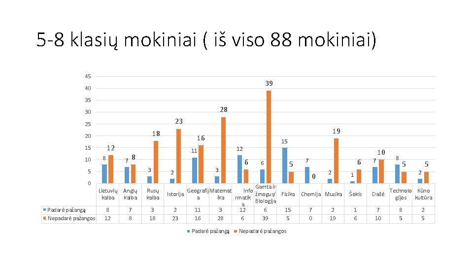 5 -8 klasių mokiniai ( iš viso 88 mokiniai) 45 39 40 35 28