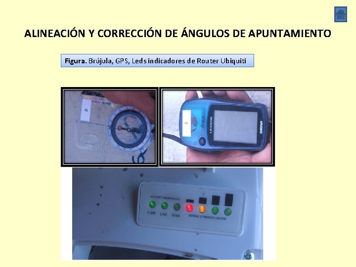 ALINEACIÓN Y CORRECCIÓN DE ÁNGULOS DE APUNTAMIENTO Figura. Brújula, GPS, Leds indicadores de Router