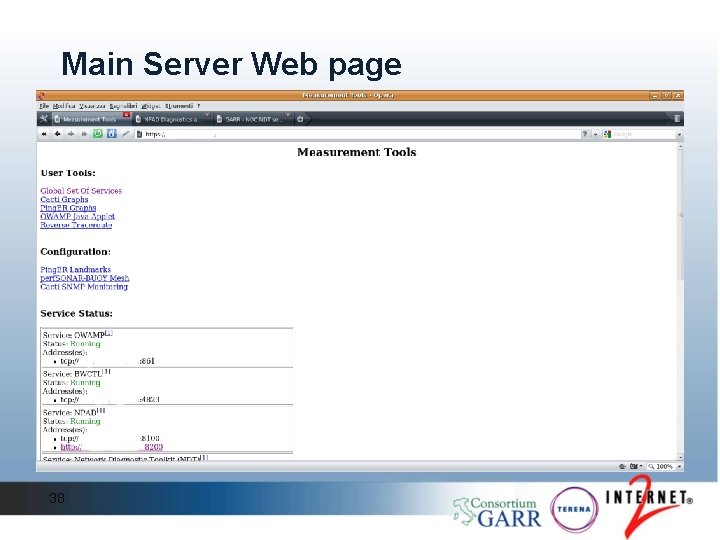 Main Server Web page 38 Main Server Web page 38