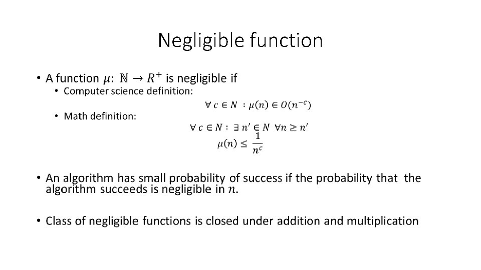 Negligible function • 