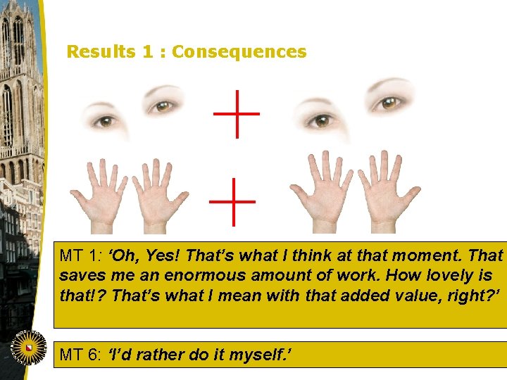 Results 1 : Consequences MT 1: ‘Oh, Yes! That’s what I think at that