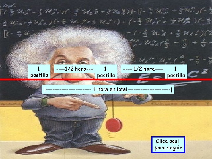 1 pastilla ----1/2 hora--- 1 pastilla ---- 1/2 hora---- 1 pastilla |------------- 1 hora