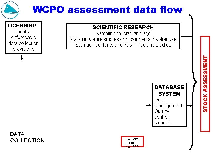 WCPO assessment data flow Legally enforceable data collection provisions SCIENTIFIC RESEARCH Sampling for size WCPO assessment data flow Legally enforceable data collection provisions SCIENTIFIC RESEARCH Sampling for size