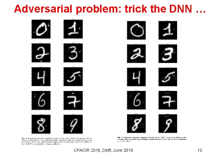 Adversarial problem: trick the DNN … CPAIOR 2018, Delft, June 2018 10 