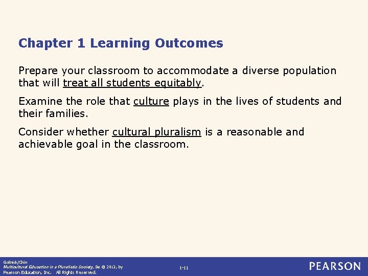 Chapter 1 Learning Outcomes Prepare your classroom to accommodate a diverse population that will