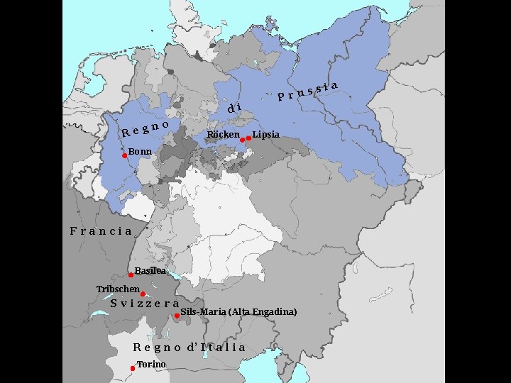 Luoghi della vita di Nietzsche di Reg no Röcken s Pru Lipsia Bonn Francia