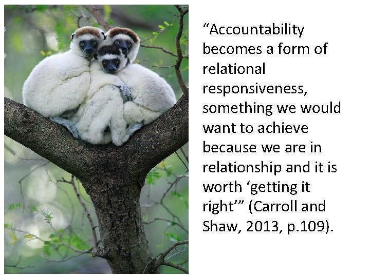 “Accountability becomes a form of relational responsiveness, something we would want to achieve because