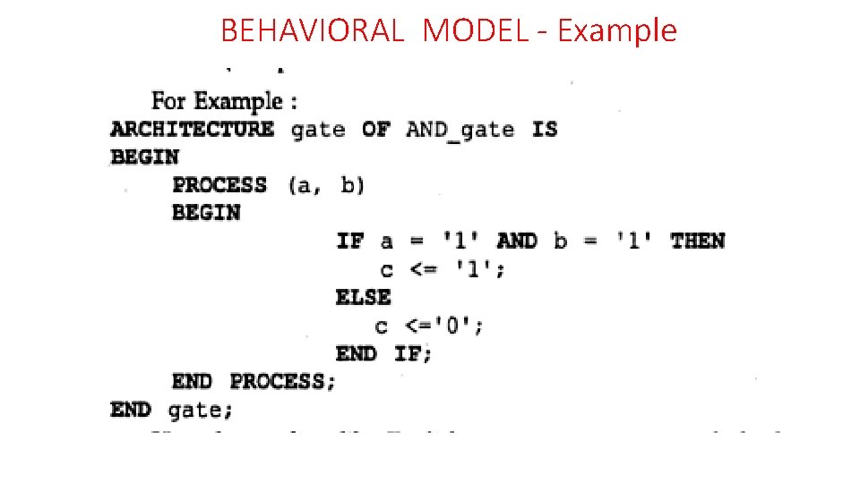 BEHAVIORAL MODEL - Example 