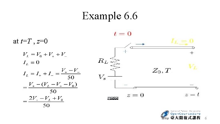 Example 6. 6 at t=T , z=0 6 