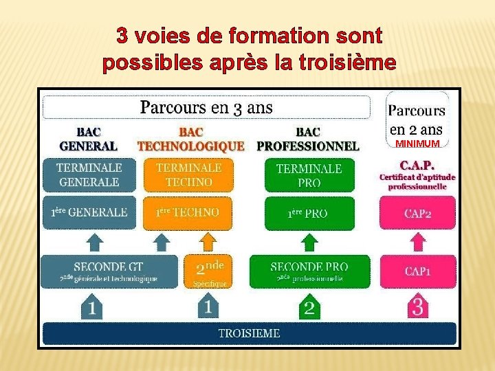 3 voies de formation sont possibles après la troisième MINIMUM 3 voies de formation sont possibles après la troisième MINIMUM