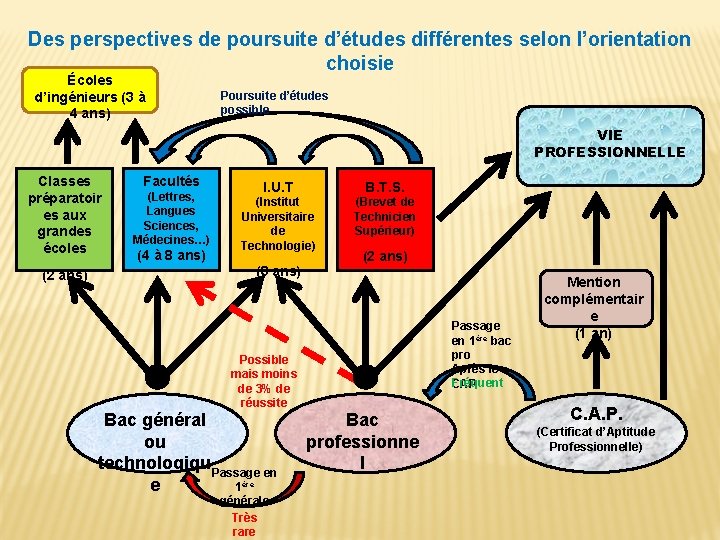 Des perspectives de poursuite d’études différentes selon l’orientation choisie Écoles d’ingénieurs (3 à 4 Des perspectives de poursuite d’études différentes selon l’orientation choisie Écoles d’ingénieurs (3 à 4