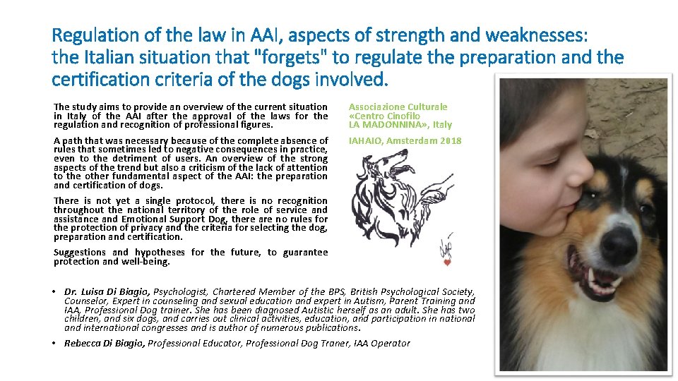 Regulation of the law in AAI, aspects of strength and weaknesses: the Italian situation