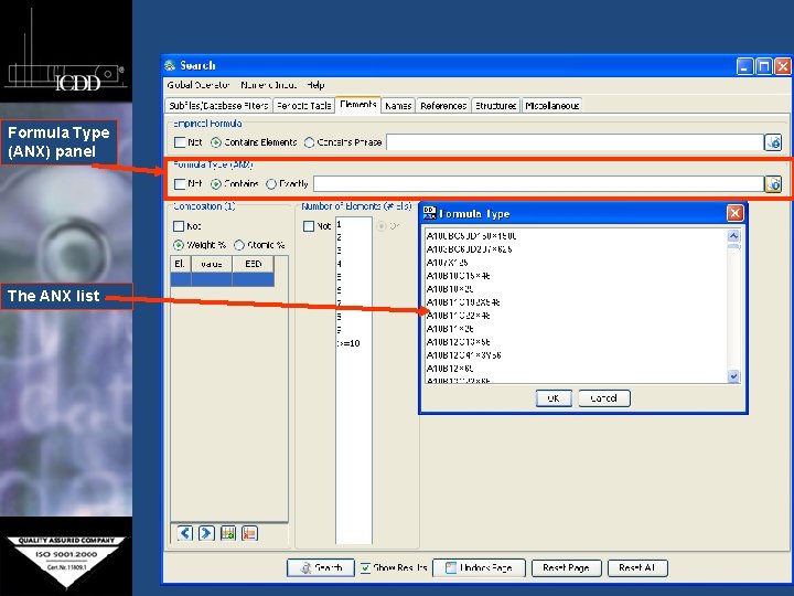 Formula Type (ANX) panel The ANX list 