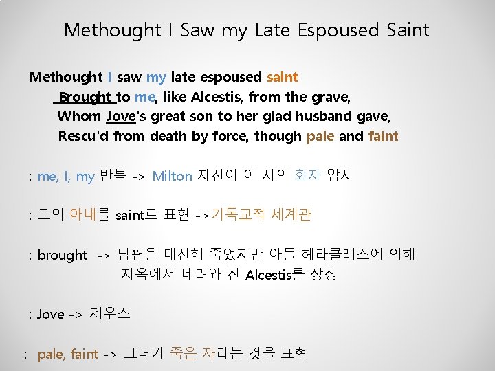 Methought I Saw my Late Espoused Saint Methought I saw my late espoused saint