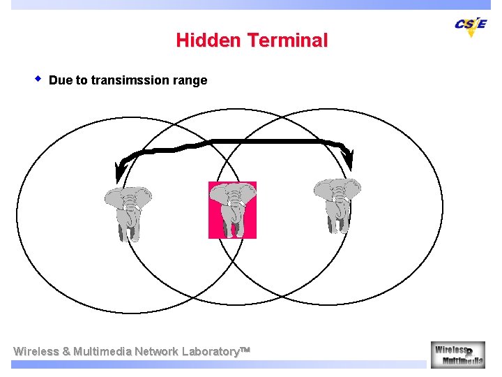 Hidden Terminal w Due to transimssion range Wireless & Multimedia Network Laboratory 