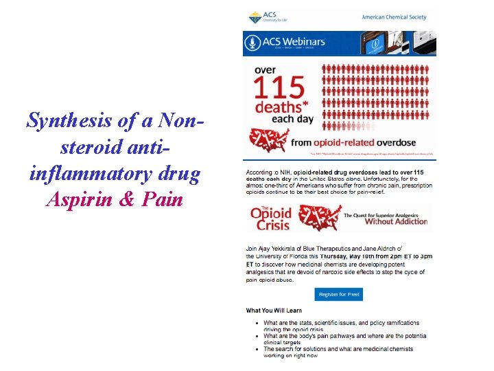 Synthesis of a Nonsteroid antiinflammatory drug Aspirin & Pain Synthesis of a Nonsteroid antiinflammatory drug Aspirin & Pain
