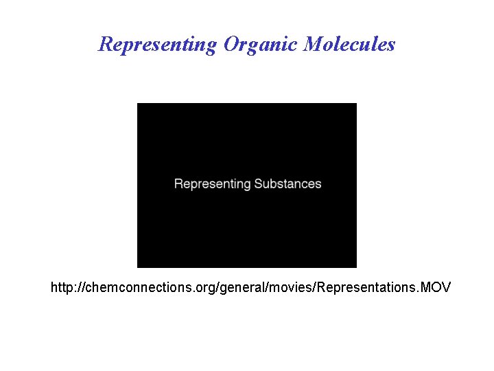 Representing Organic Molecules http: //chemconnections. org/general/movies/Representations. MOV Representing Organic Molecules http: //chemconnections. org/general/movies/Representations. MOV
