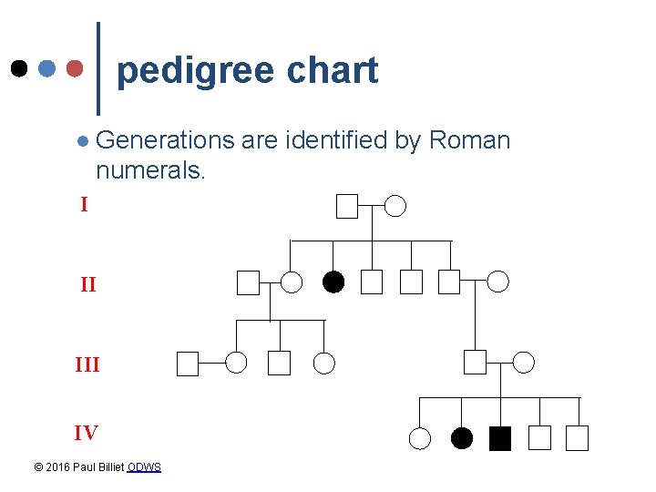 pedigree chart l Generations are identified by Roman numerals. I II IV © 2016 pedigree chart l Generations are identified by Roman numerals. I II IV © 2016