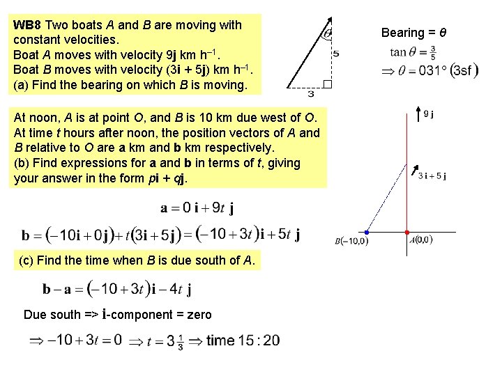 WB 8 Two boats A and B are moving with constant velocities. Boat A